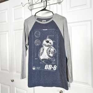BB-8 Star Wars Unisex Large Long Sleeve Shirt Raglan Baseball Style